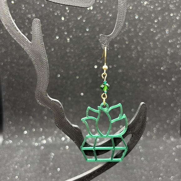 Handmade Green Succulent Earrings - Picture 4 of 6